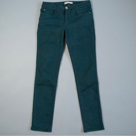 ZARA Green Denim Jeans with Gold Accents - Picture 1 of 5